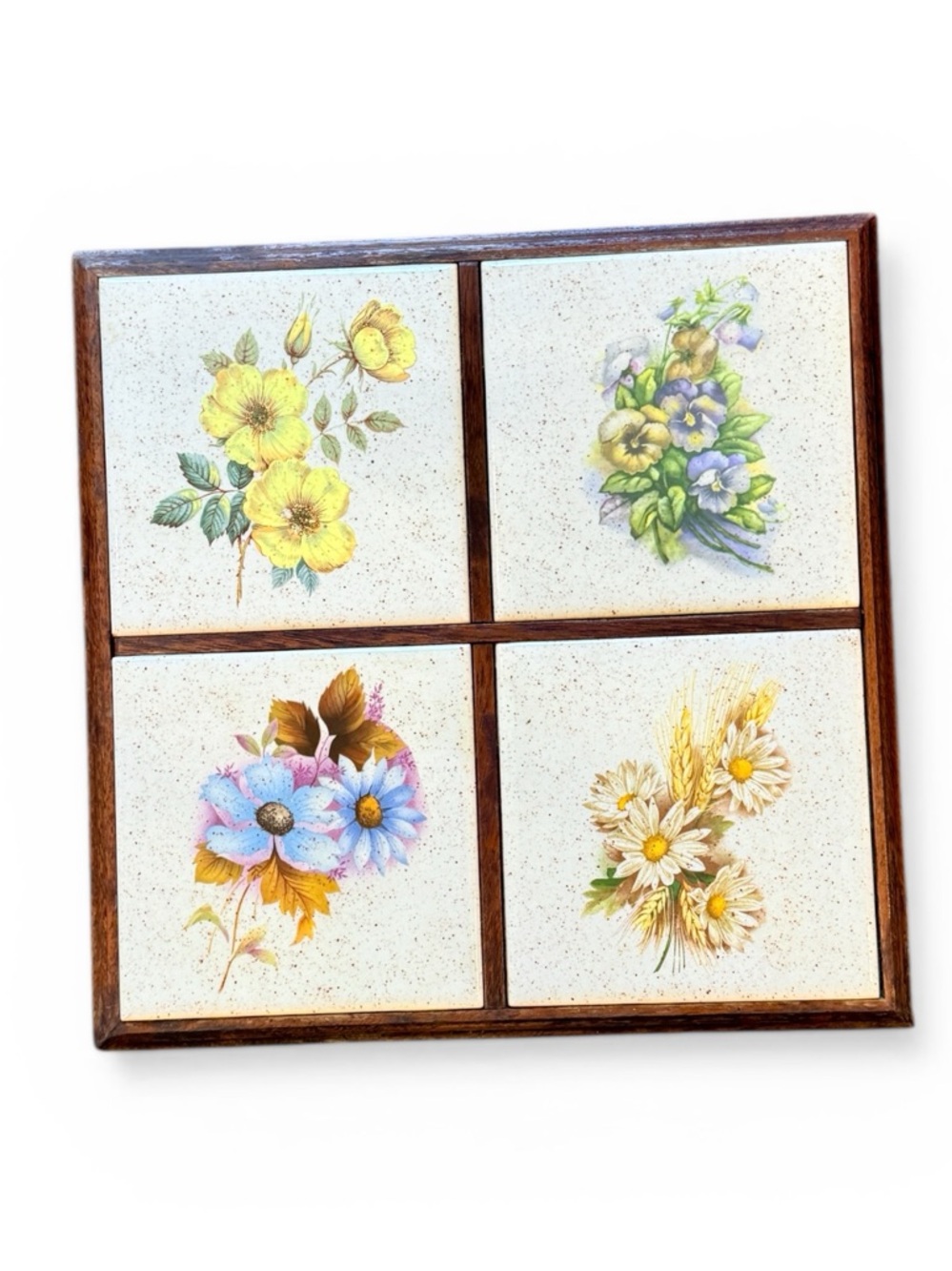 Vintage Cottagecore Floral Ceramic Tile Trivet